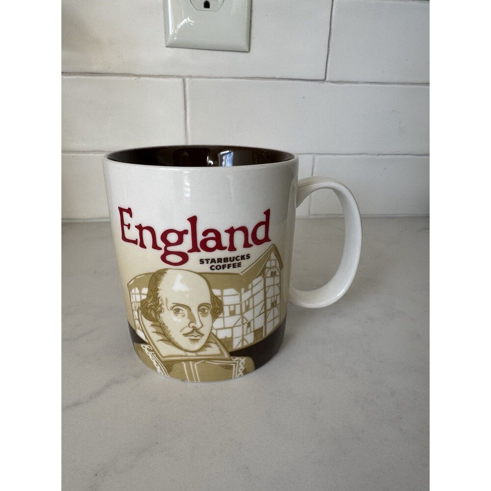 Starbucks 2010 England Global Icon Collector Series 16 oz Coffee Mug Shakespeare